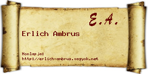 Erlich Ambrus névjegykártya